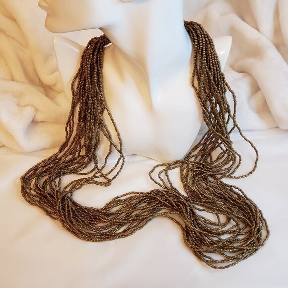 Handmade Multistrand Coppertone Beaded Necklace, 36 inches - Picture 2 of 7